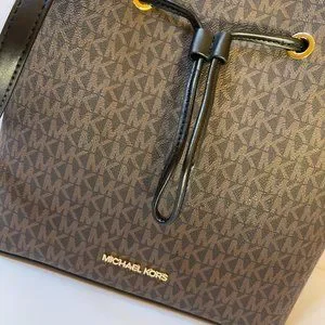 Michael Kors Suri Large Bucket Drawstring Convertible Backpack MK Brown Black Michael Kors Signature Suri Large Convertible Bucket  main image 4